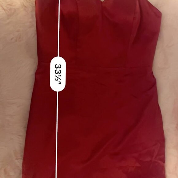 Wine Red Formal Spaghetti Strap Mini Dress-Size Medium - Picture 4 of 7